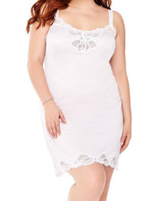 Antique White Plus Size Lace Inset Satin Full Slip 1112