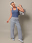 Dark Gray Straight-cut rib pants 83182