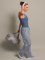 Dark Gray Straight-cut rib pants 83182