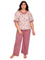 Rosy Brown Cotton long pajama set 77128