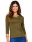 Dark Olive Green Super Smooth 3/4 Sleeve Top 4423