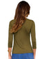 Dark Olive Green Super Smooth 3/4 Sleeve Top 4423