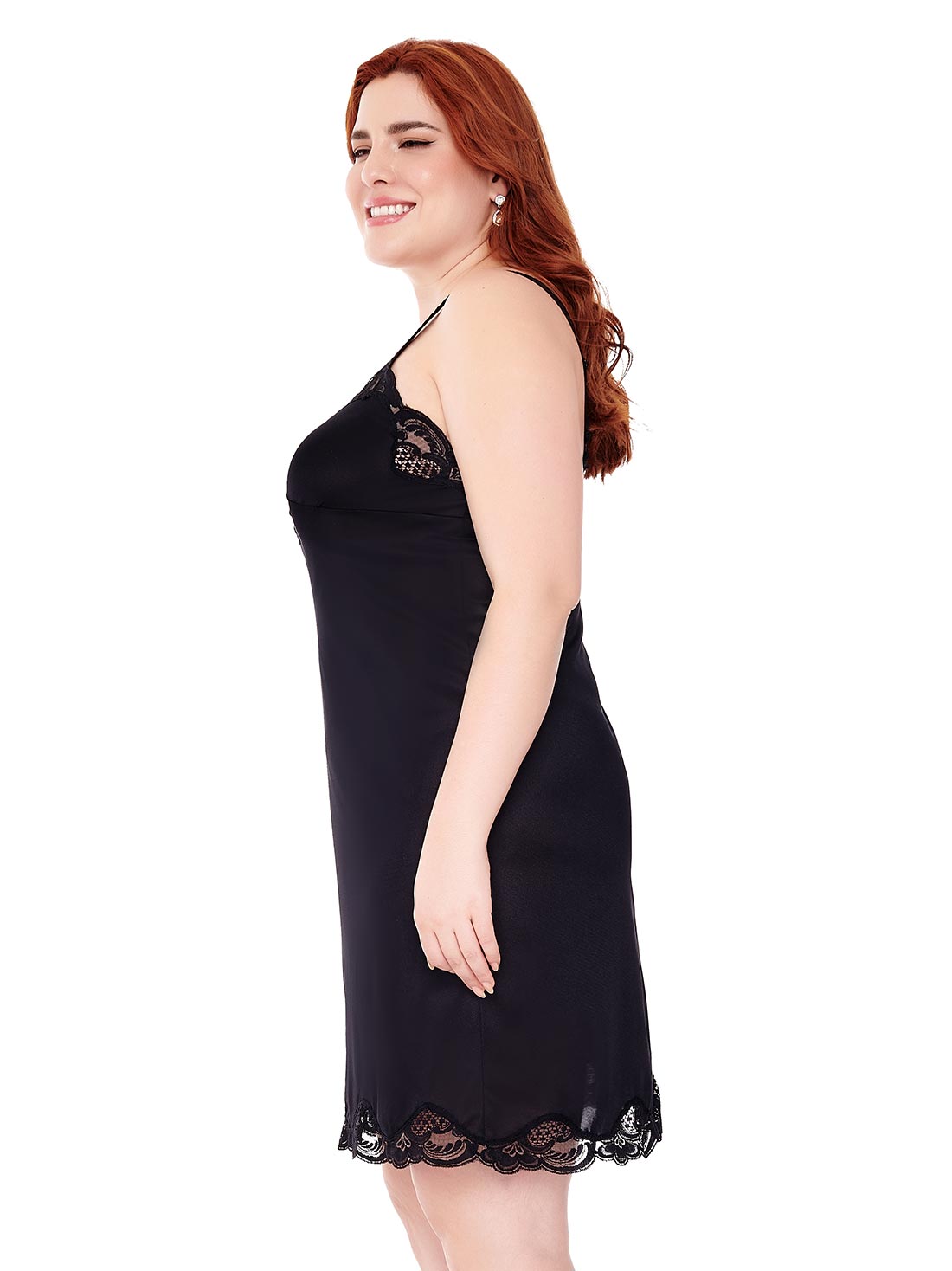Illusion Women's Nylon Full Slip With Lace Trim Adjustable Straps Plus Size  1112